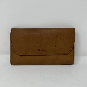 Vintage 1980s ROLFS Tan Leather Tri Fold Womens Wallet - Picture 1 of 14