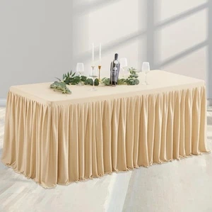 Champagne Polyester Table Clothes for 4 Foot Rectangle Tables, Wrinkle  - Picture 1 of 9