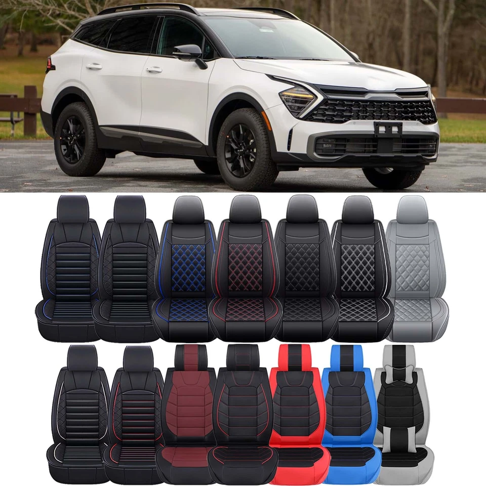 Juego completo de fundas de asiento de coche 2/5 para Kia Sportage cojín delantero y trasero cuero PU Foto 1 de 4