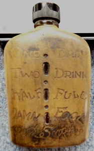 Boozy Snakes DRUNK Leather Wrapped Flask 1930s-1940s - Picture 1 of 3