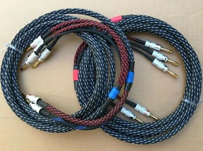 6ft-50'FT Pure Copper BiWire Speaker USA Cable 1 Pair, 2x11AWG to 4X14AWG Banana - Image 1 of 4