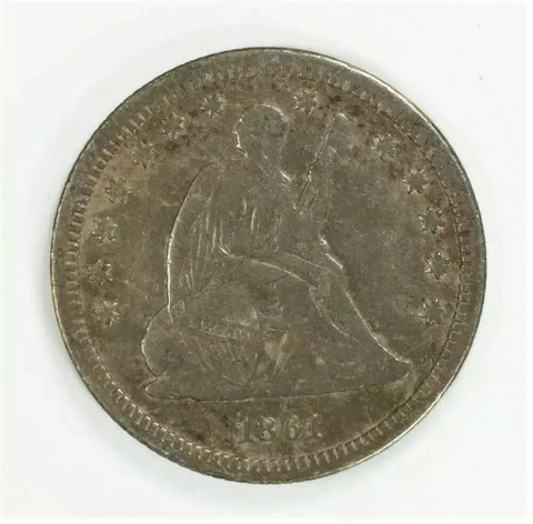 1861 SEATED LIBERTY QUARTER 25C SILVER - VF VERY FINE (67550) Cover
