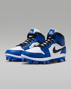 NIKE JORDAN 1 HIGH MCS BASEBALL CLEATS AV5354-411 GAME ROYAL WHITE BLK SZ 13 - Picture 1 of 10