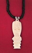 Hawaiian Hand-Carved Tiki - White Tiki on Black Coconut Necklace