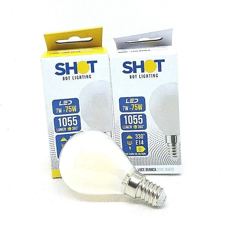 LAMPADINE LED SHOT BOT LIGHTING Sfera E14 7W Filamento Opale Calda Bianca - Immagine 1 di 1