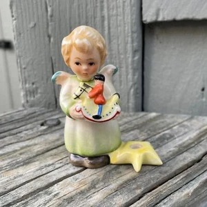 2" Goebel Miniature Angel w Wings Girl Holding Rocking Horse Small Candle Holder - Picture 1 of 3
