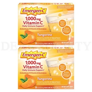 Emergen-C 1000mg Vitamin C Powder Tangerine Flavor 30 Count Lot of 2 Boxes