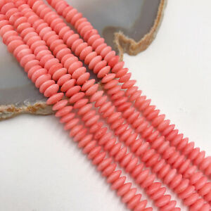 Pink Bamboo Coral Smooth Rondelle Disc Beads 2x4mm 3x5mm 3x6mm 15.5" Strand