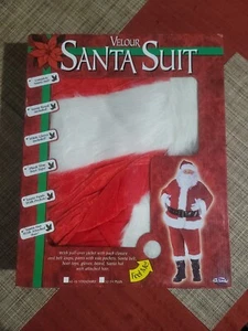 Velour Santa Suit Adult Mens Standard Sz 40-48 NEW Christmas Wig-Beard-Gloves 5☆ - Picture 1 of 6