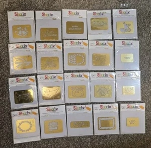 Lot of 20 Brass Sizzix Simple Impressions Embossing Folders, Halloween, Wedding - Picture 1 of 22