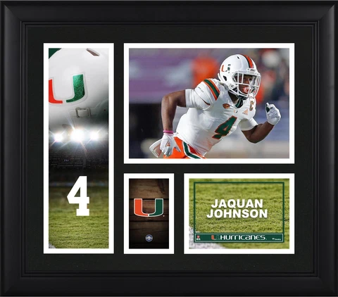 Jaquan Johnson Miami Hurricanes Framed 15" x 17" Player Collage Cover