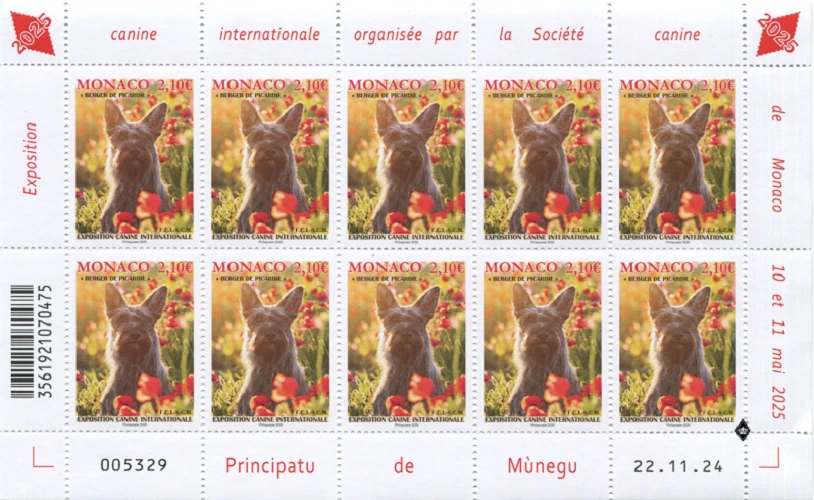 Monaco 2025 Full Sheet INTERNATIONAL DOG SHOW 2025 MNH - Image 1 of 1