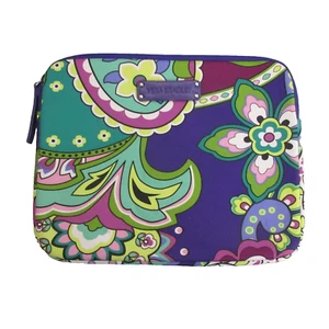 Vera Bradley I-Pad Notebook E-Reader Sleeve Case Neoprene Heather Purple 10"x 8" - Picture 1 of 5