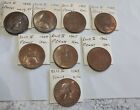 Elizabeth II PENNY 1d 1953 NEF & daterun1961-67 Unc (total 8 coins) collection A
