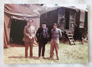 Colour Photograph Winston Churchill Sir Alan Brooke Sir Bernard Montgomery 1944 - Foto 1 di 2