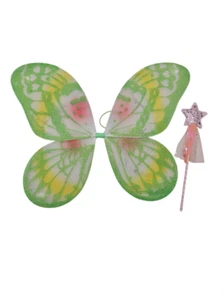 Wings Green and Pink Wand - Wings 19 inch L x 14 inch W and 12" L - Picture 1 of 1