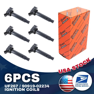 Black 6x UF267 Ignition Coils For Lexus RX300 3.0L V6 1999-2003 90919-02234 - Изображение 1 из 4