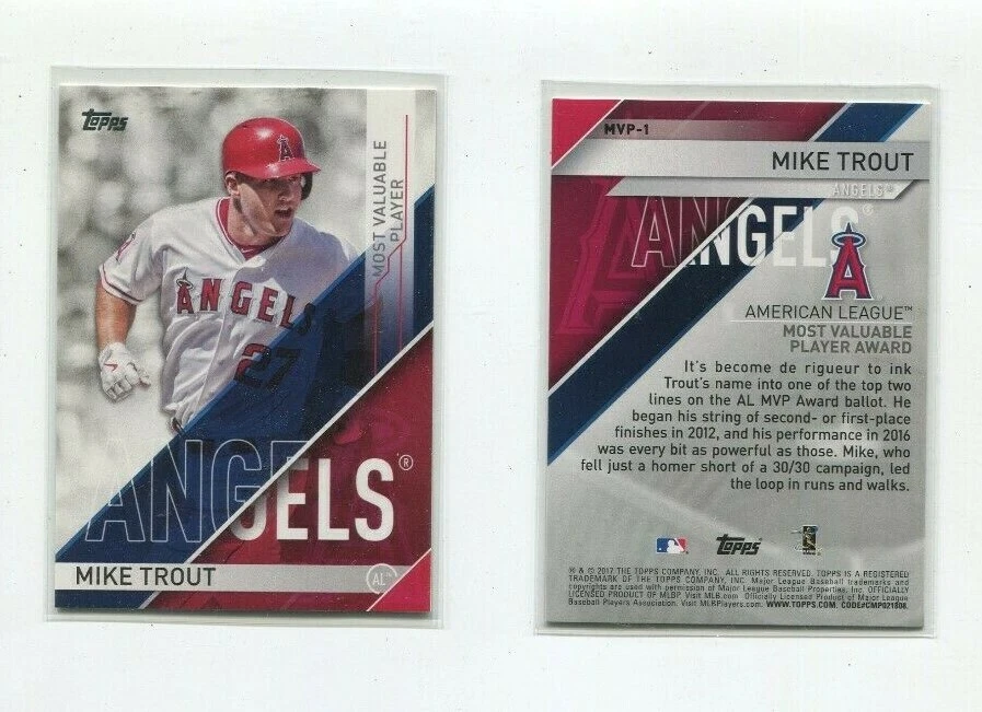 MIKE TROUT ANAHEIM ANGELS 2017 TOPPS MVP #1 INSERT 2 BASEBALL CARD LOT - Image 1 of 1