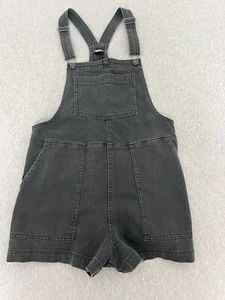 Aerie Shortalls Overalls Shorts Womens Small Vintage Style Washed Black Denim Ad - Picture 1 of 14