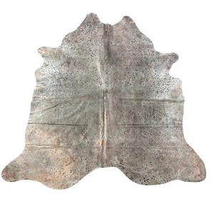 Bronze Metallic Acid Washed Cowhide Rug (fire brands) Size: 7x6.5 feet D-879 - Picture 1 of 4