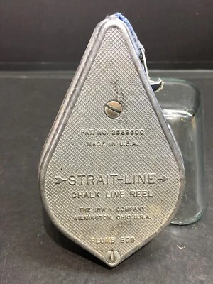 Vintage Irwin Strait-line blue chalk line reel plumb bob Ohio USA  - Image 1 of 4