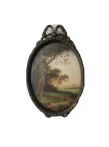 Vintage Silk Landscape Picture Wall Hanging Framed 14cm x 10cm - Picture 1 of 11