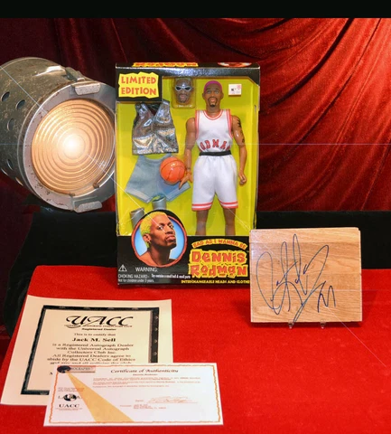 DENNIS RODMAN Signed COURT Autograph + Action Figure DOLL, MIB, Fast Ship, UACC Cover