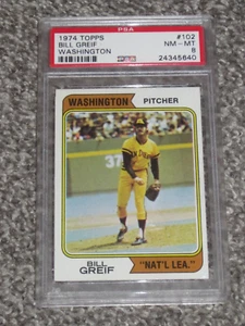 1974 Topps Baseball #102 Bill Greif Washington Nat'l Lea PSA 8 NM-MT NQ 102 - Bild 1 von 2