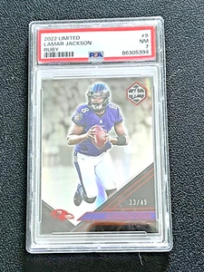 2022 Panini Limited Lamar Jackson Ruby NFL MVP, /49 PSA 7, Pop 1, None Higher - Picture 1 of 2