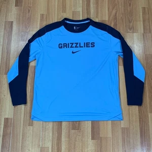 T-shirt Nike uomo grande blu Memphis Grizzlies Dri Fit NBA manica lunga - Foto 1 di 10