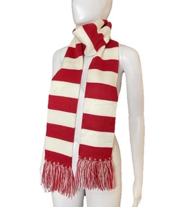 Cejon Knit Scarf Rugby Red & White Fringe Christmas Football NWT 71”x4.5” - Bild 1 von 14