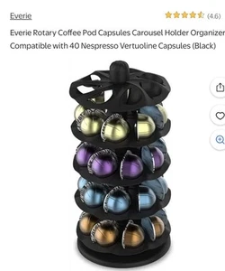 EVERIE Rotary Coffee Pod Capsules Carousel Holder Organizer Compatible Black  - Picture 1 of 10