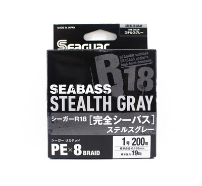 Seaguar P.E Line R18 Seabass 200m Size 1.0 19lb Stealth Gray (8306) - Image 1 of 4