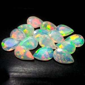 AAA Natural White Ethiopian Opal Pear Cut Loose Gemstone For Making All Jewelry - Picture 1 of 19