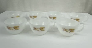 Lot Of 7 Cup Vintage Oven Fire King Wheat Milk-glass Wheat USA - Picture 1 of 14