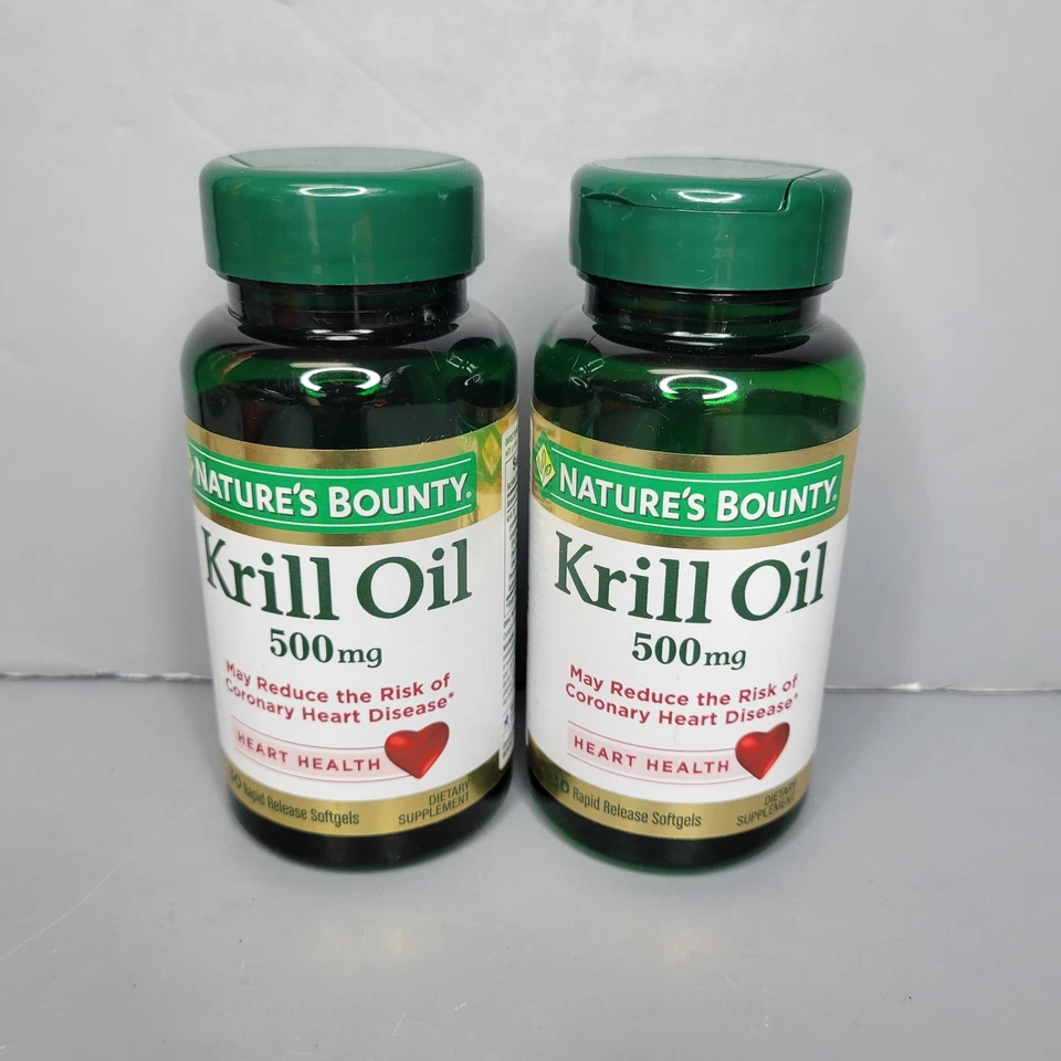 Nature's Bounty Red Krill Oil 500 MG Dietary Supplement Softgels 30ct 2pk