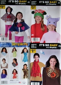 You CHOOSE Simplicity Womens Girls ACCESSORIES Hat Scarf Poncho EASY Pattern UNC - Picture 1 of 7