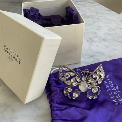 Philippe Ferrandis Paris 水钻和珍珠母蝴蝶袖口手链 — 第 1/4 张图片