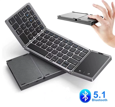 Tastiera Pieghevole Wireless Bluetooth Touchpad per Telefono Windows Android IOS - Immagine 1 di 4