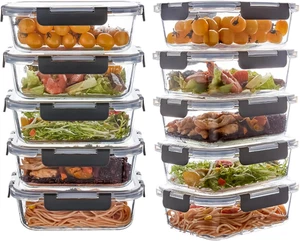 10 Pack 22 Oz Glass Meal Prep Containers, Glass Food Storage Containers with Lid - Picture 1 of 12