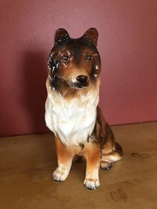 Statuina cane Collie vintage seduto #3251 Giappone - Foto 1 di 10