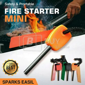 Survival Magnesium Flint & Steel Striker Fire Starter Lighter Stick Camping - Picture 1 of 11