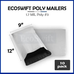 10 9 x 11 EcoSwift White Poly Mailers Shipping Envelopes Self Seal Bags 1.7 MIL - Picture 1 of 5