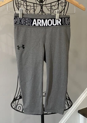 Novo com etiquetas Under Armour HeatGear Armour Heather Capris Capri Youth pequeno - Imagem 1 de 4