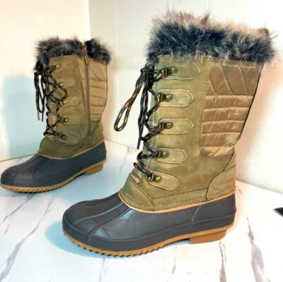 Khombu Colyn Lace Up Zip Faux Fur Trim Waterproof Winter Boots Womens SZ 7 NWOT - Image 1 of 4