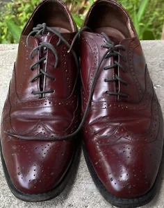 Vintage Stafford Leather made USA Size 11 D Wing Tip Oxford Shoes Oxblood - Picture 1 of 6