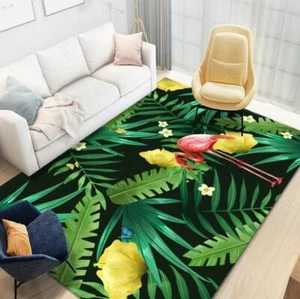 Tropical Rainforest Flamingo Floor Mat Carpet Decor Living Room Mat Decoration   - Picture 1 of 9