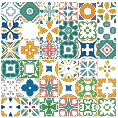 Papel pintado de mosaico pelar y pegar salpicadero colorido azulejo geométrico 15,75” x 78,75” Foto 1 de 4