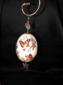Vintage Eggspressions Ornament-Hand Painted Butterflies On Real Egg - Picture 1 of 11