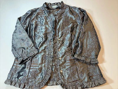 Argora Marrón Paisley Bordado Manga 3/4 Estrás Botón Blazer Puños Talla M Foto 1 de 4